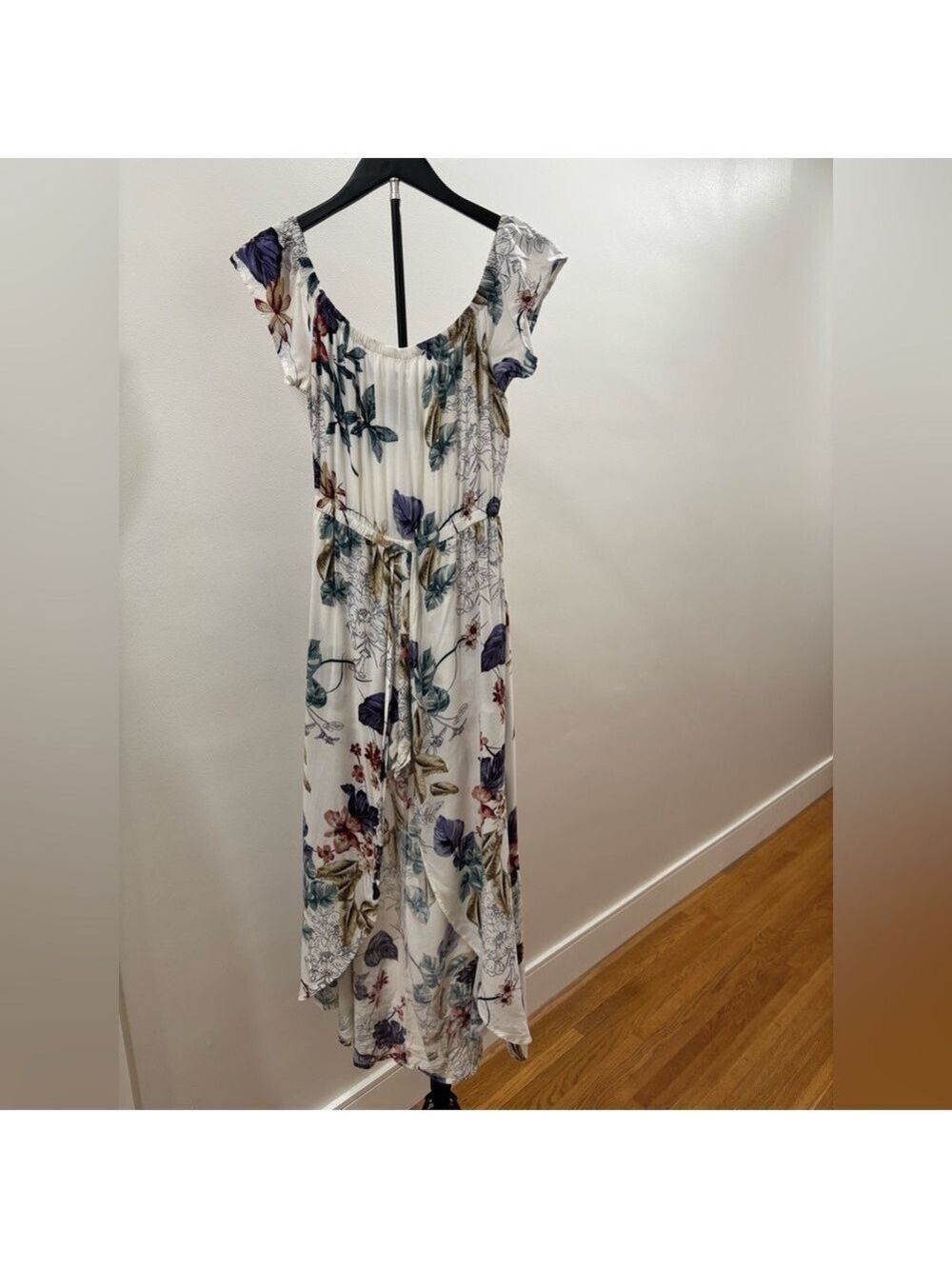 880. Iris High Low Dress Open Front With Built-In Shorts In Floral Design